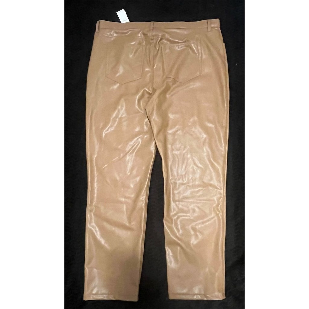 Abercrombie & Fitch 90s Straight Ultra High Rise Vegan Leather Pants Tan 36 22L - Picture 7 of 11